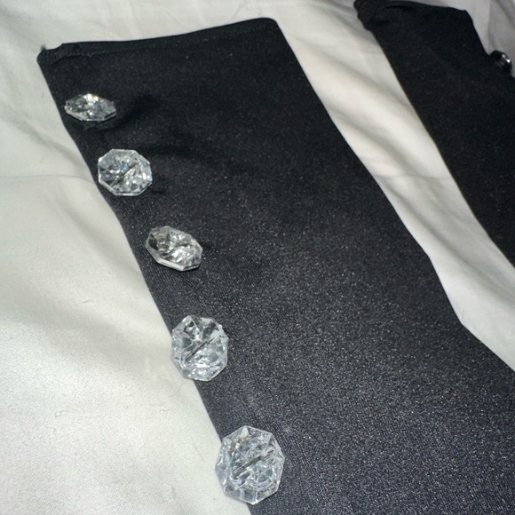 Crystal Embellished Black Gloves - Picture 3 of 5